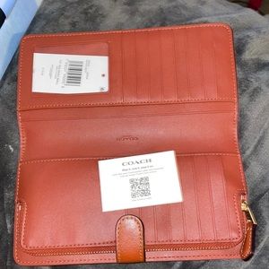 Authentic  10 rust coach signature skinny wallet 100-11174JAX